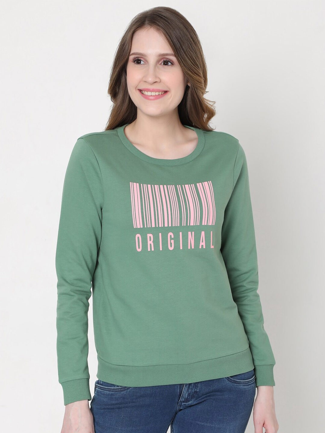

Vero Moda Women Green Printed Sweatshirt
