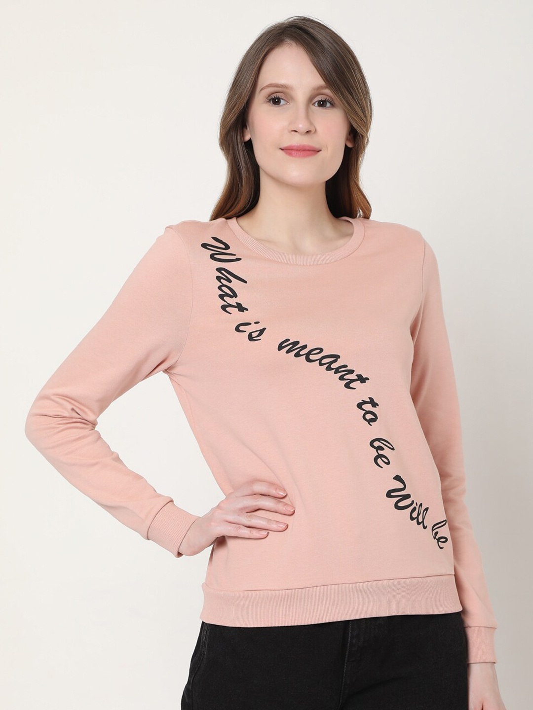 

Vero Moda Women Pink Printed Cotton Sweatshirt