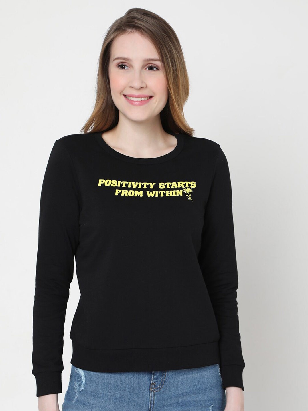 

Vero Moda Women Black Printed Sweatshirt