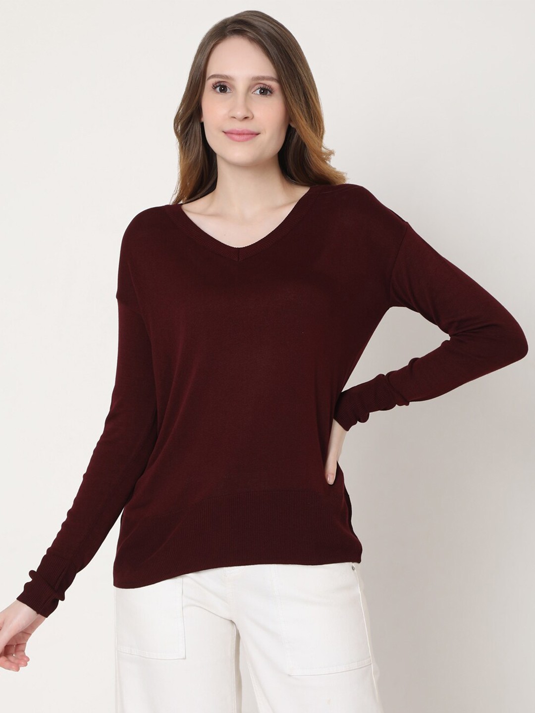 

Vero Moda Women Maroon Pullover