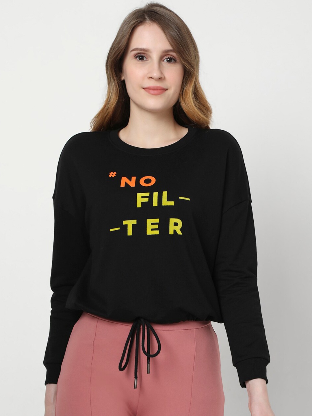 

Vero Moda Women Black Printed Sweatshirt