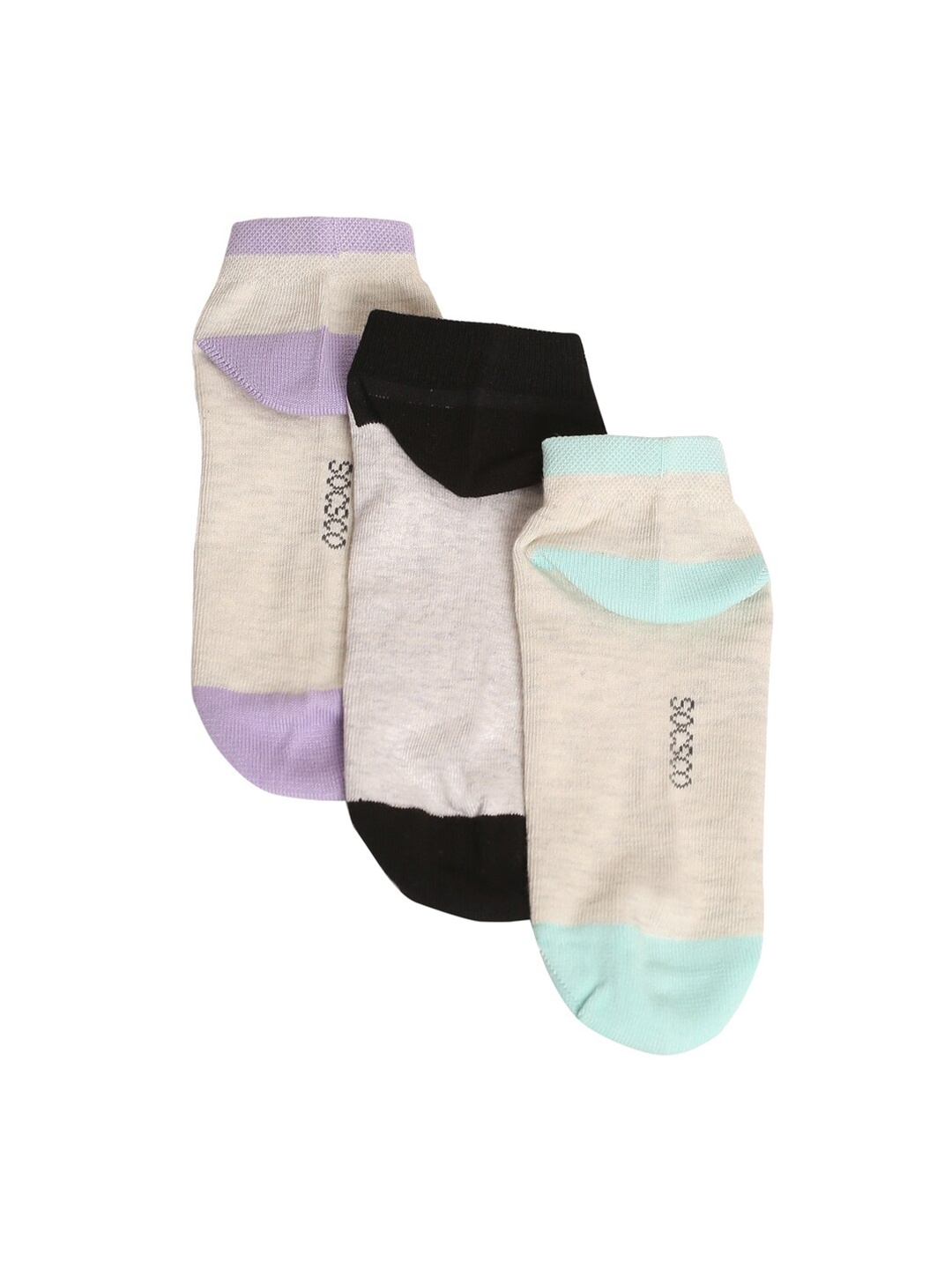 

MUTAQINOTI Women Set of 3 Assorted Ankle-Length Sports Antimicrobial Socks