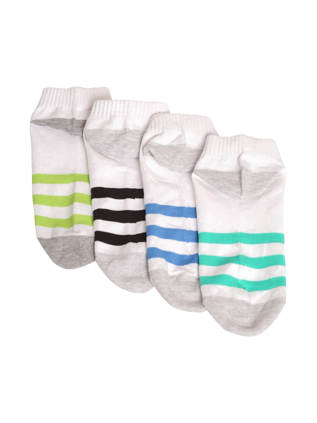 

MUTAQINOTI Men Pack of 4 Striped Ankle Length Antimicrobial Socks, White