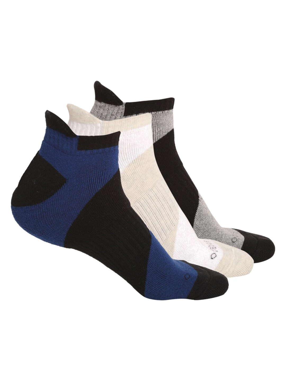 

MUTAQINOTI Men Pack Of 3 Black & Grey Ankle Length Sports Socks