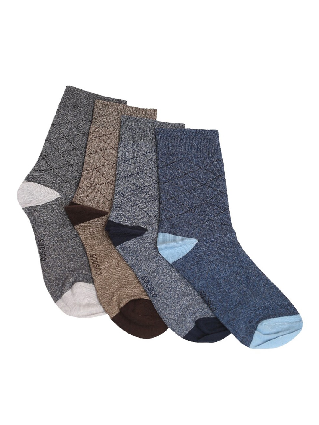 

MUTAQINOTI Men Set of 4 Assorted Calf-Length Socks, Grey