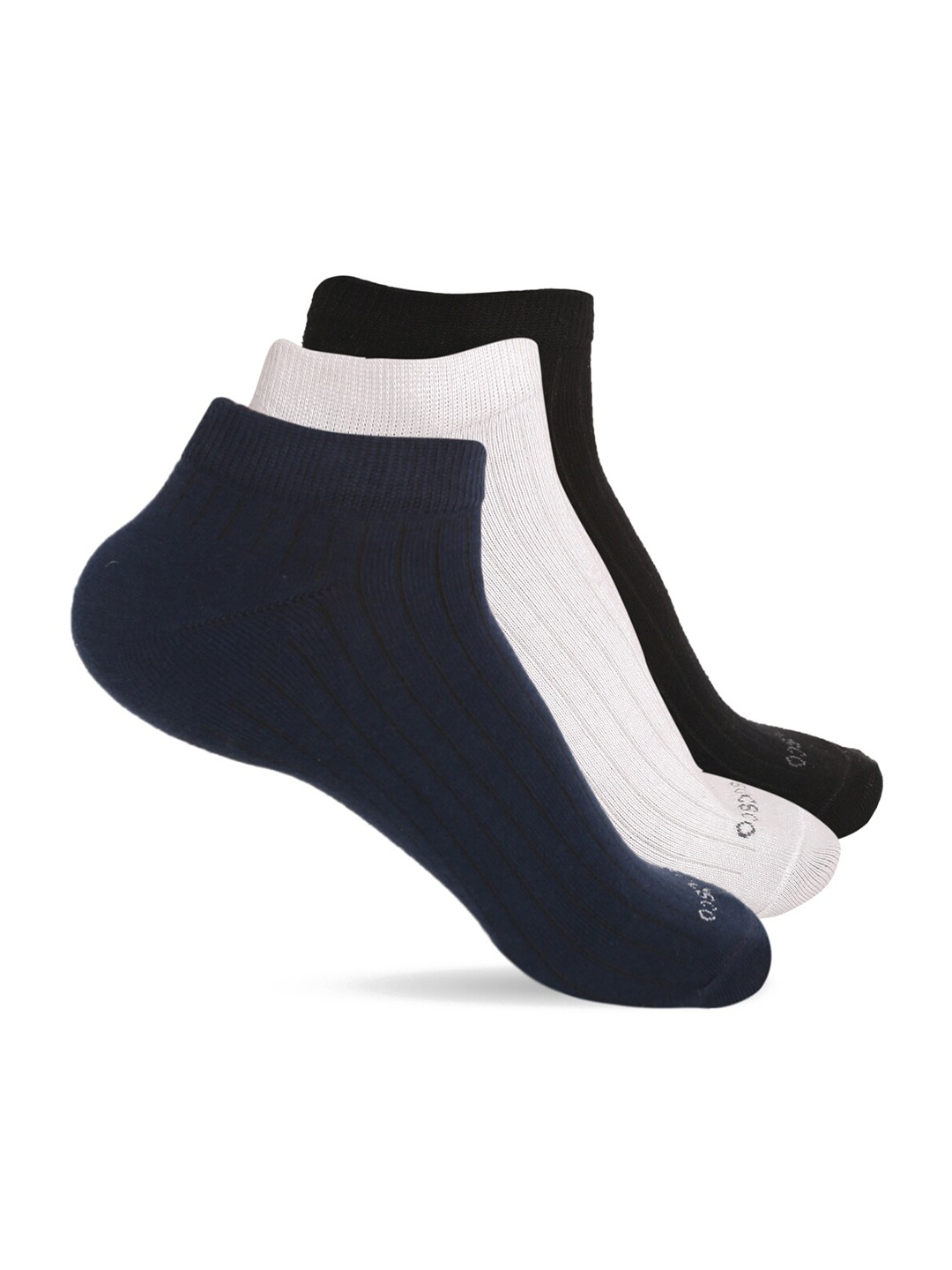 

MUTAQINOTI Men Multicoloured Pack Of 3 Solid Ankle Length Antimicrobial Socks, Navy blue