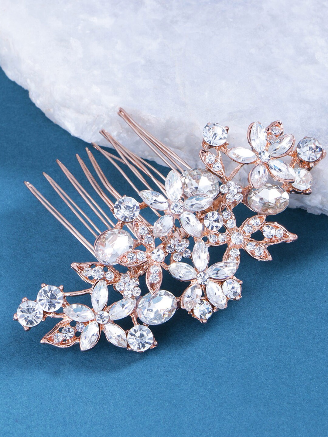 

Yellow Chimes Women Rose Gold Indo Western Acrylic Comb pin