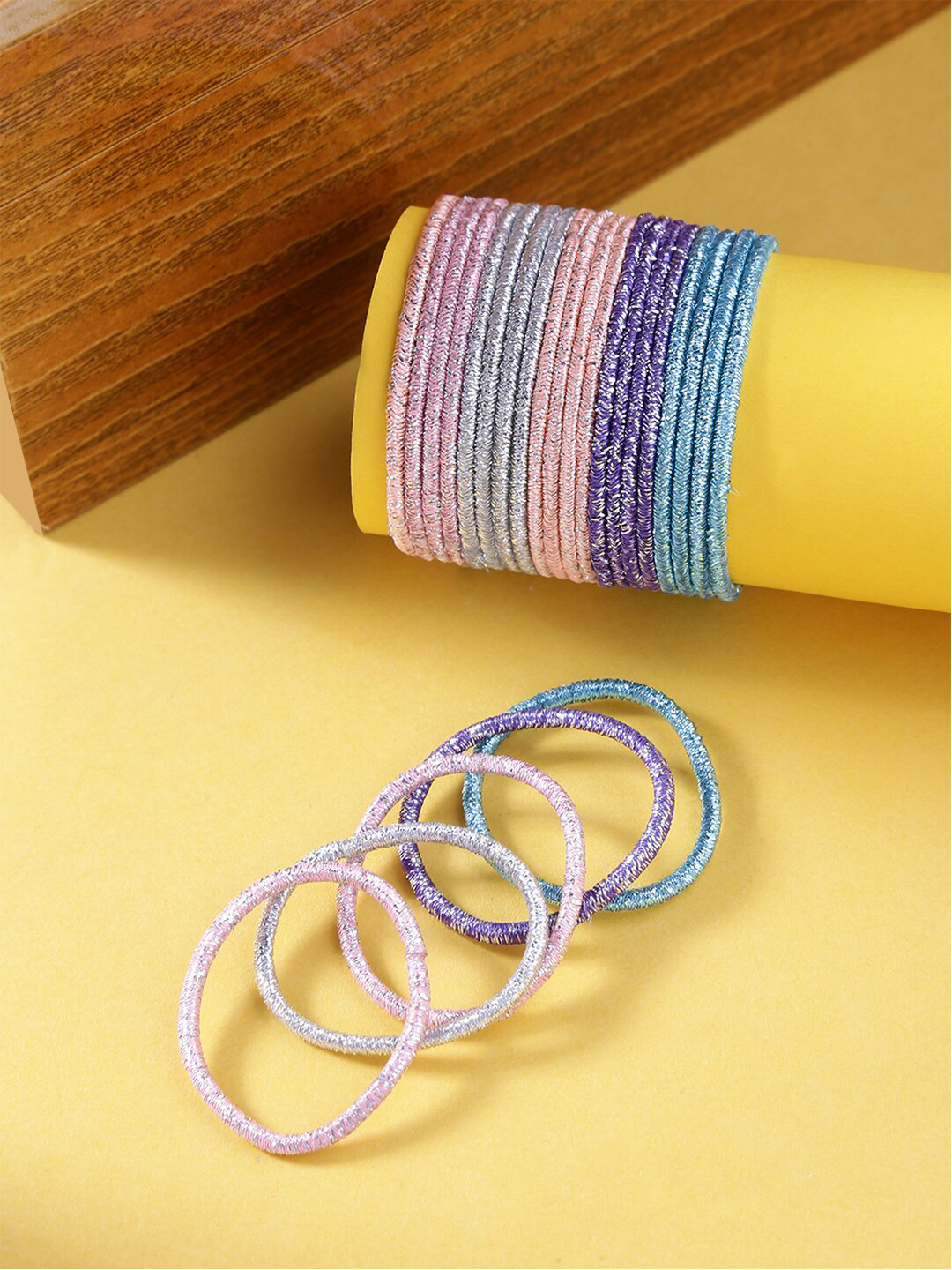 

Yellow Chimes Girls Girls Blue & Pink 100 PCs Hair Ponytail Holders