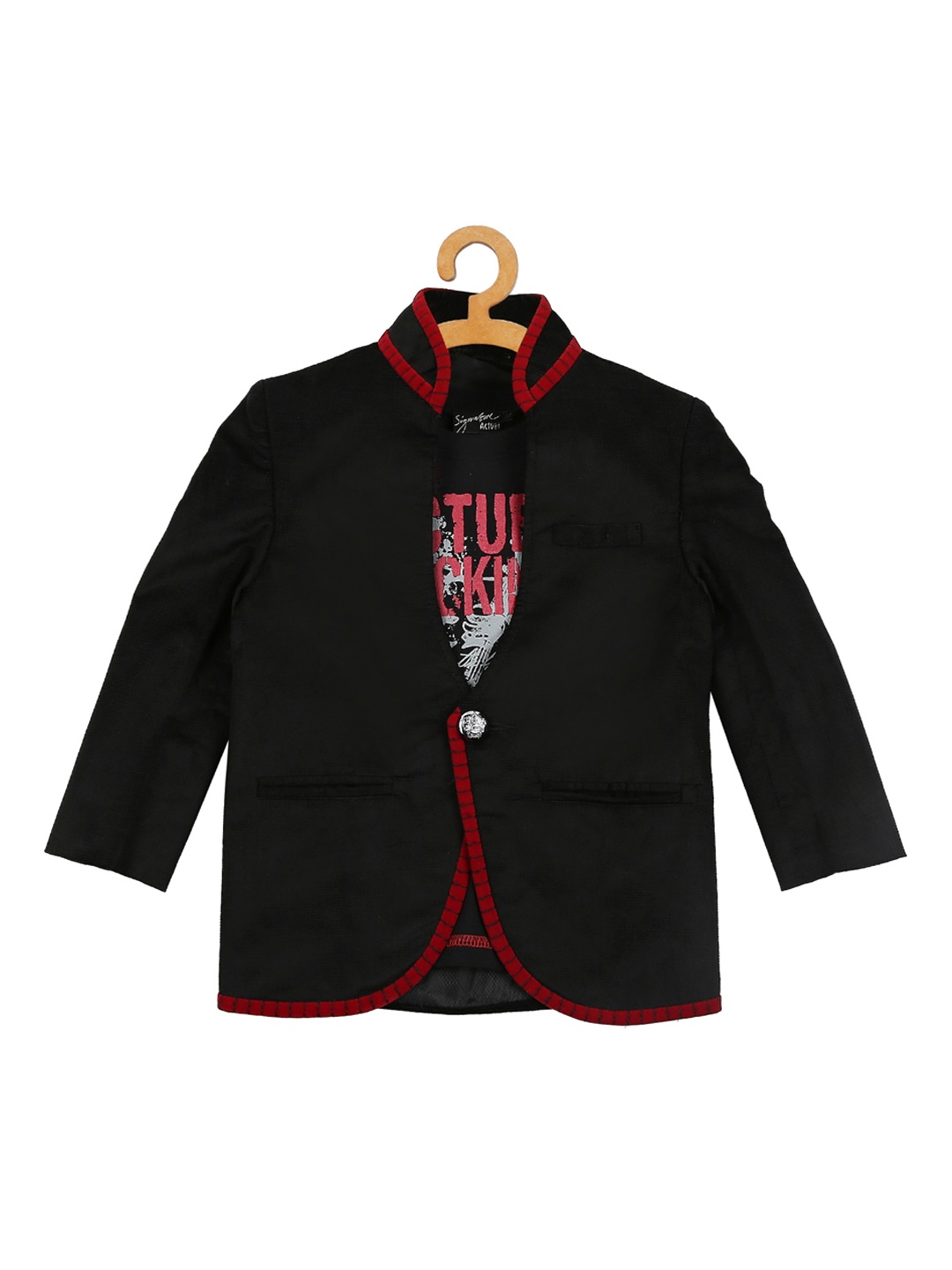 

Actuel Boys Black Velvet Cod Single-Breasted Blazer with Tshirt