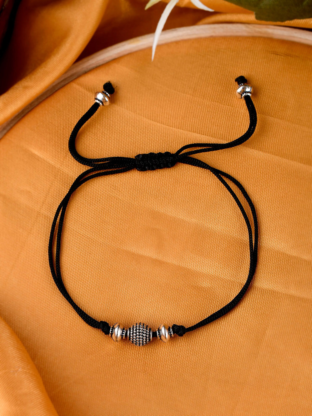 

Silvermerc Designs Silver-Plated & Black Thread Evil Eye Anklet