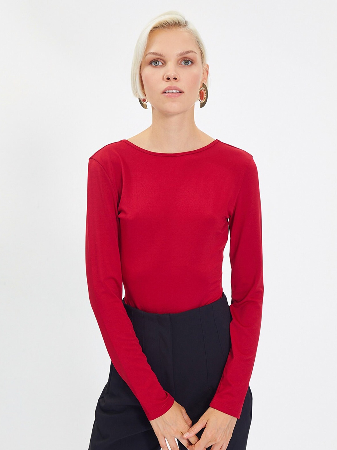 

Trendyol Burgundy Fitted Top