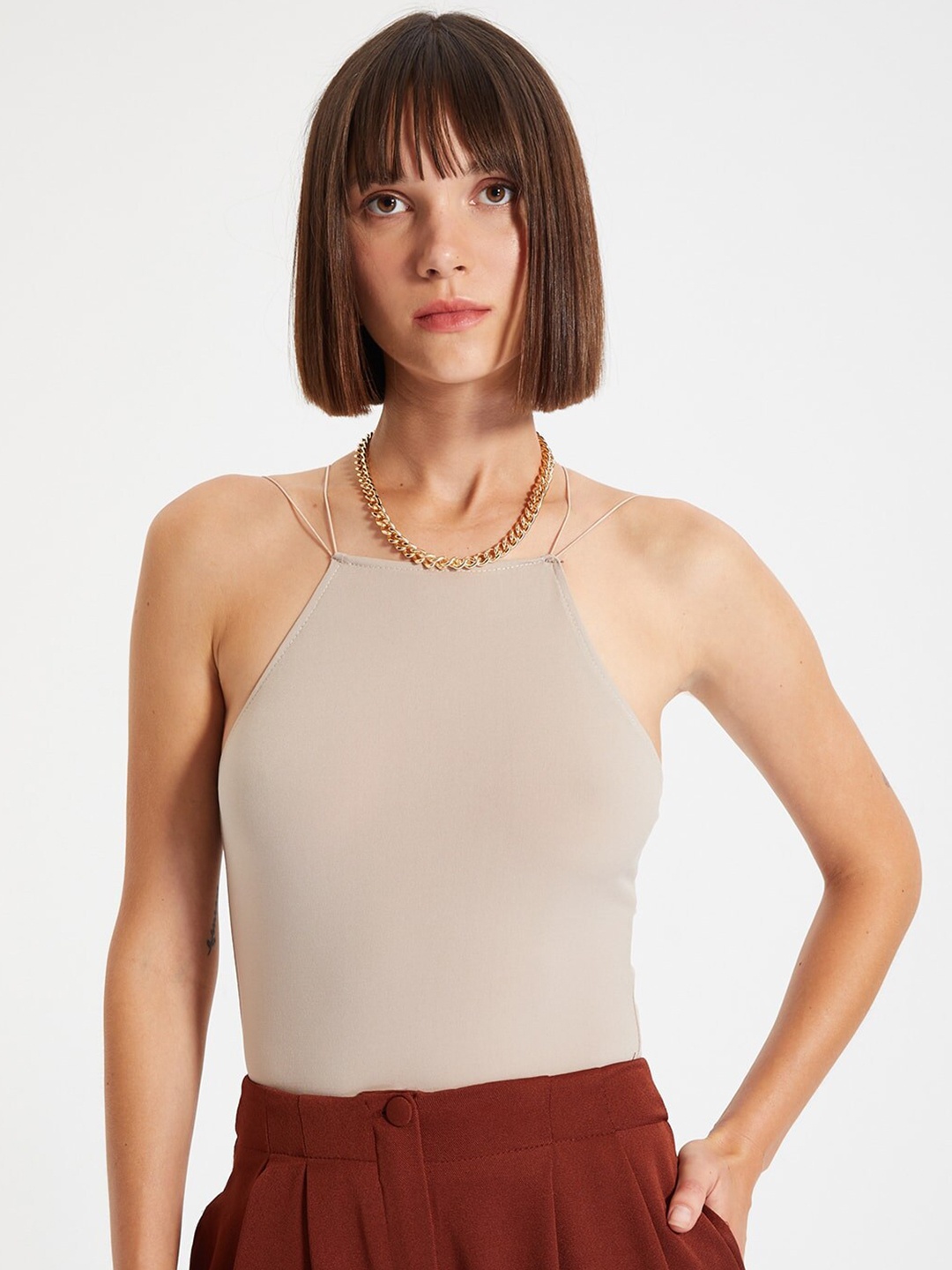 

Trendyol Beautiful Grey Solid Top