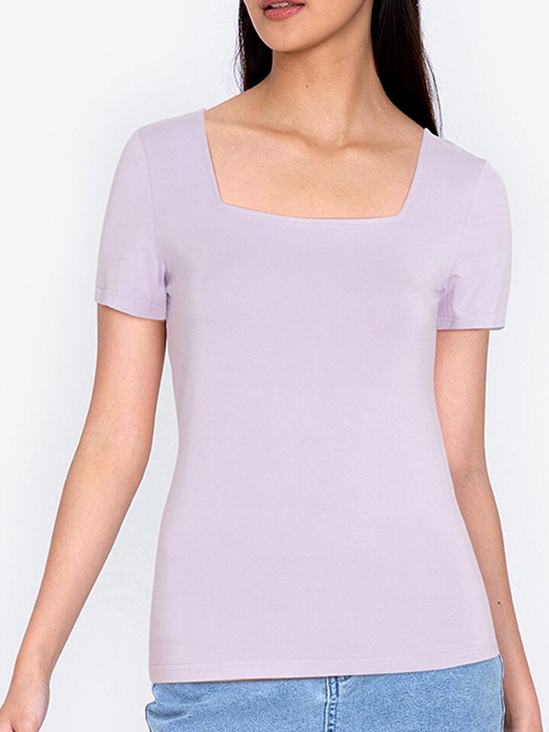 

ZALORA BASICS Purple Square Neck Top