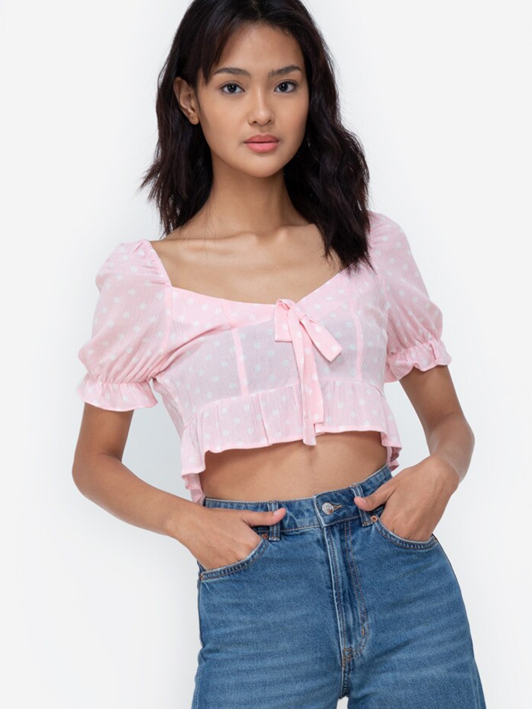 

ZALORA BASICS Multicoloured Checked Crop Top, Multi