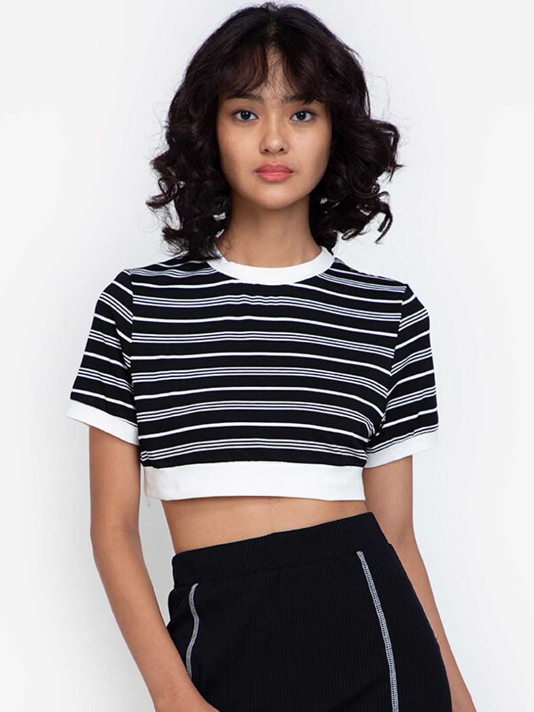 

ZALORA BASICS Multicoloured Striped Crop Top, Multi