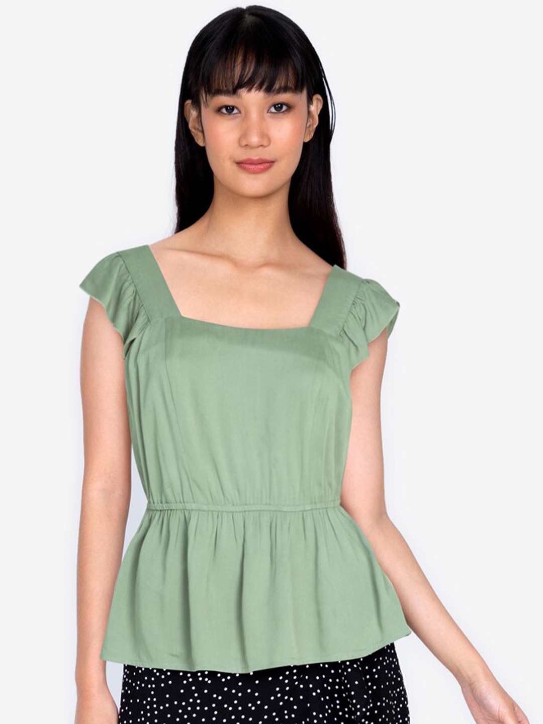 

ZALORA BASICS Green Cinched Waist Top