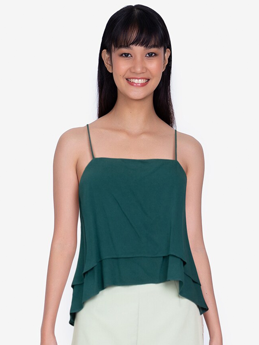 

ZALORA BASICS Green Tiered Crop Top