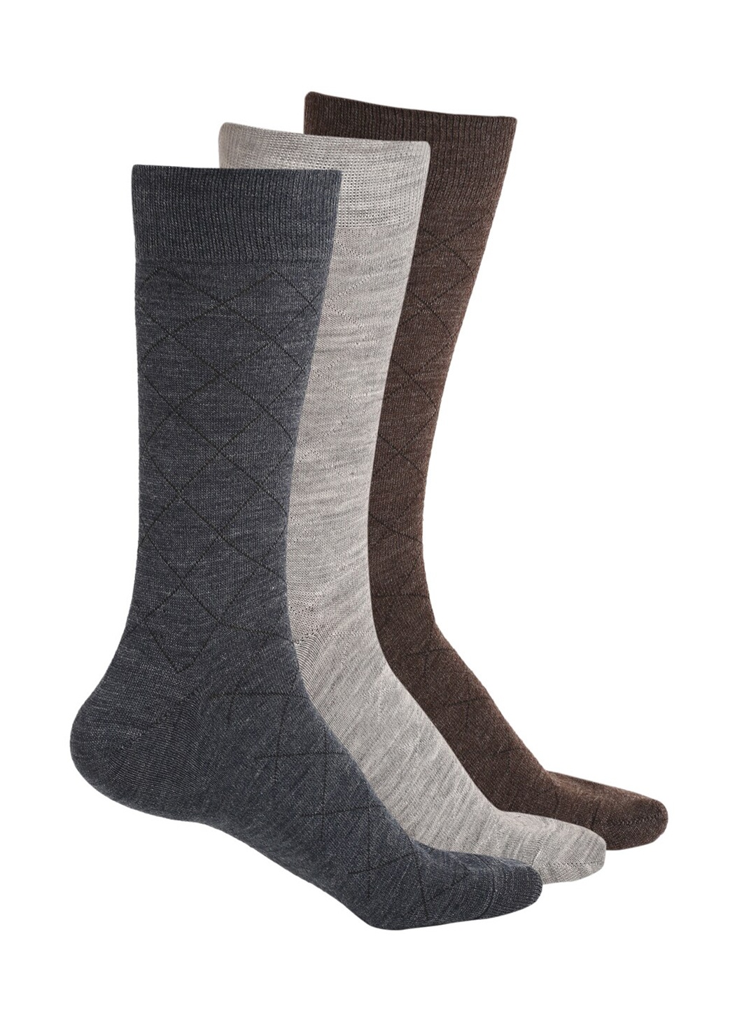 

LOUIS STITCH Men Pack Of 3 Calf Length Socks, Grey