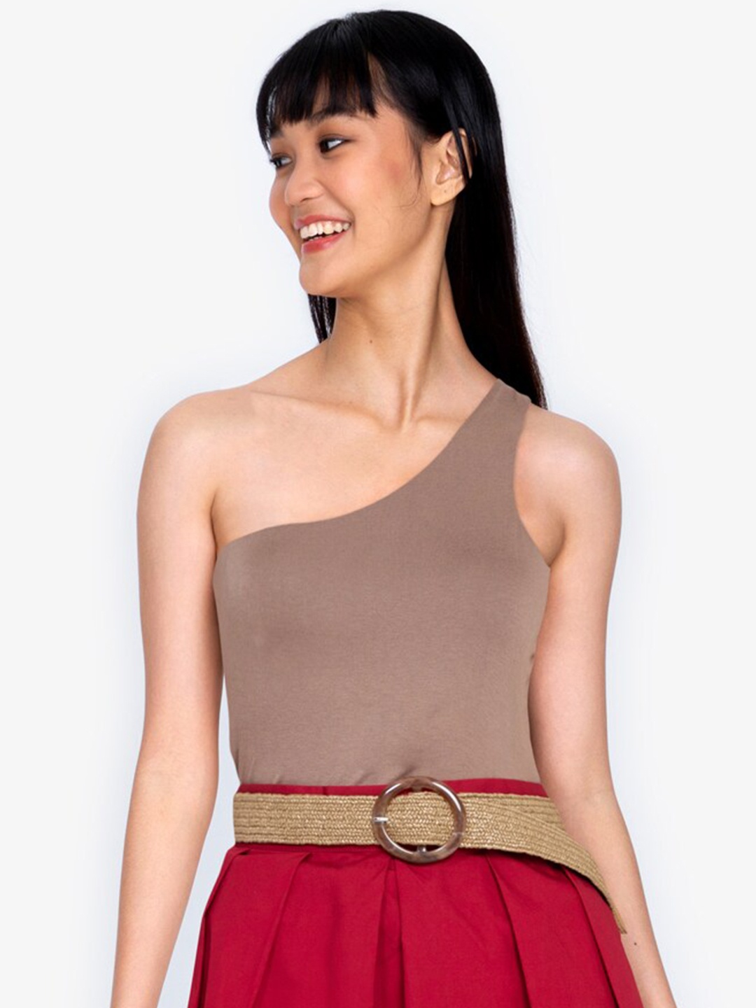 

ZALORA BASICS Brown One Shoulder Top