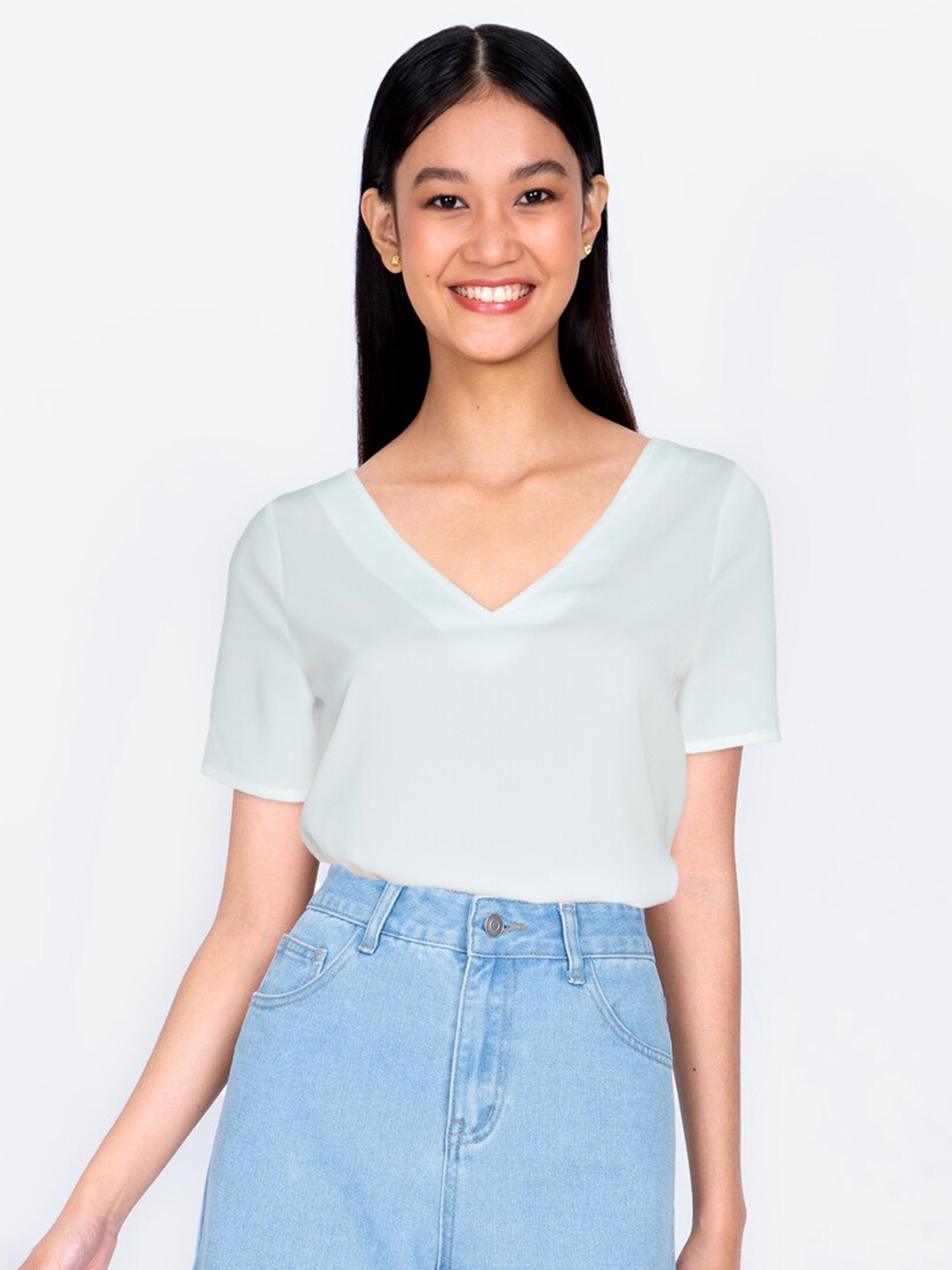 

ZALORA BASICS White Styled Back Top