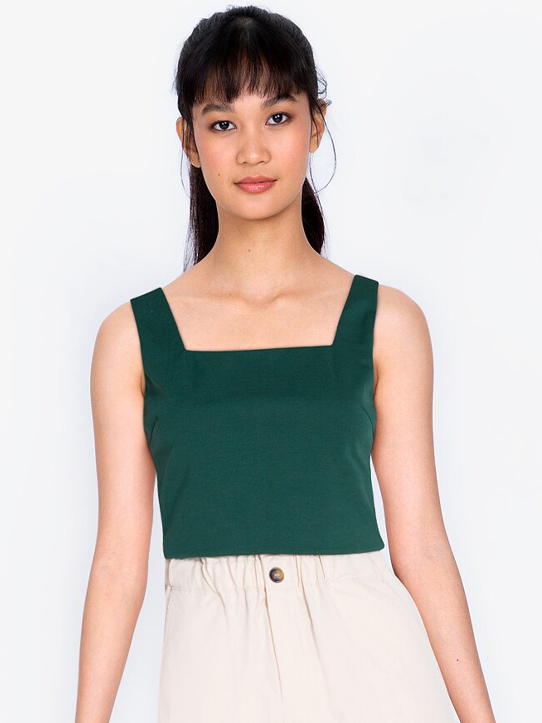 

ZALORA BASICS Green Sleeveless Top