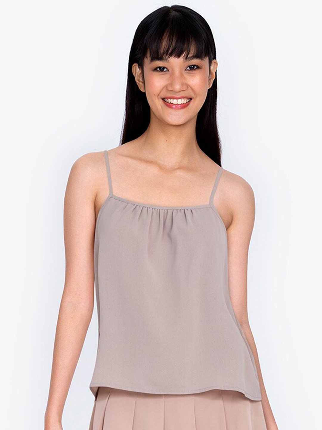

ZALORA BASICS Beige Gathered Front Cami Top