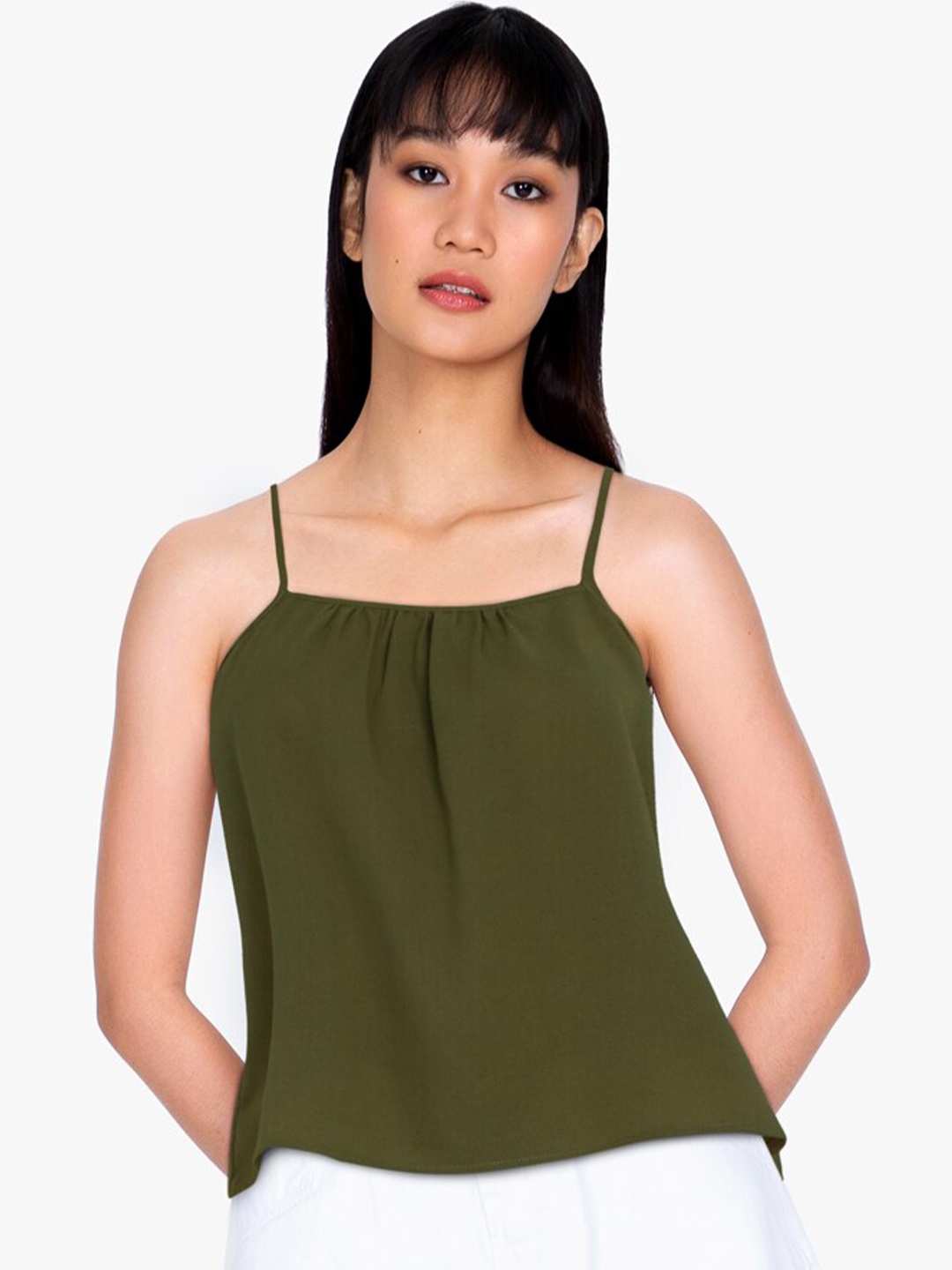 

ZALORA BASICS Green Gathered Cami Top