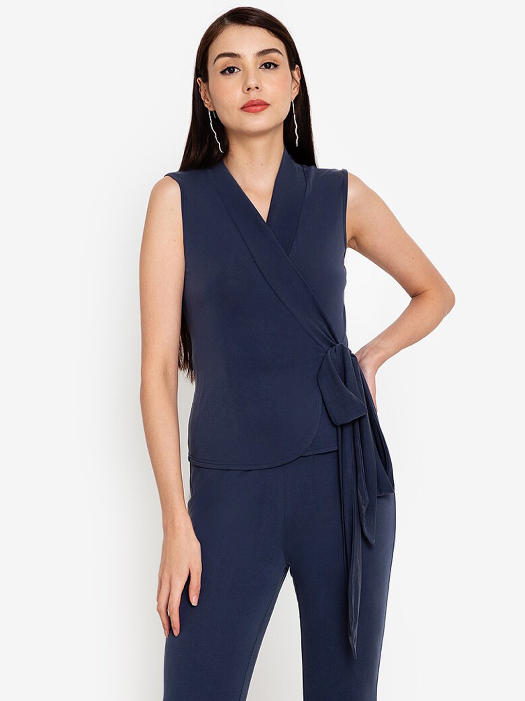 

ORIGIN BY ZALORA Navy Blue Wrap Top