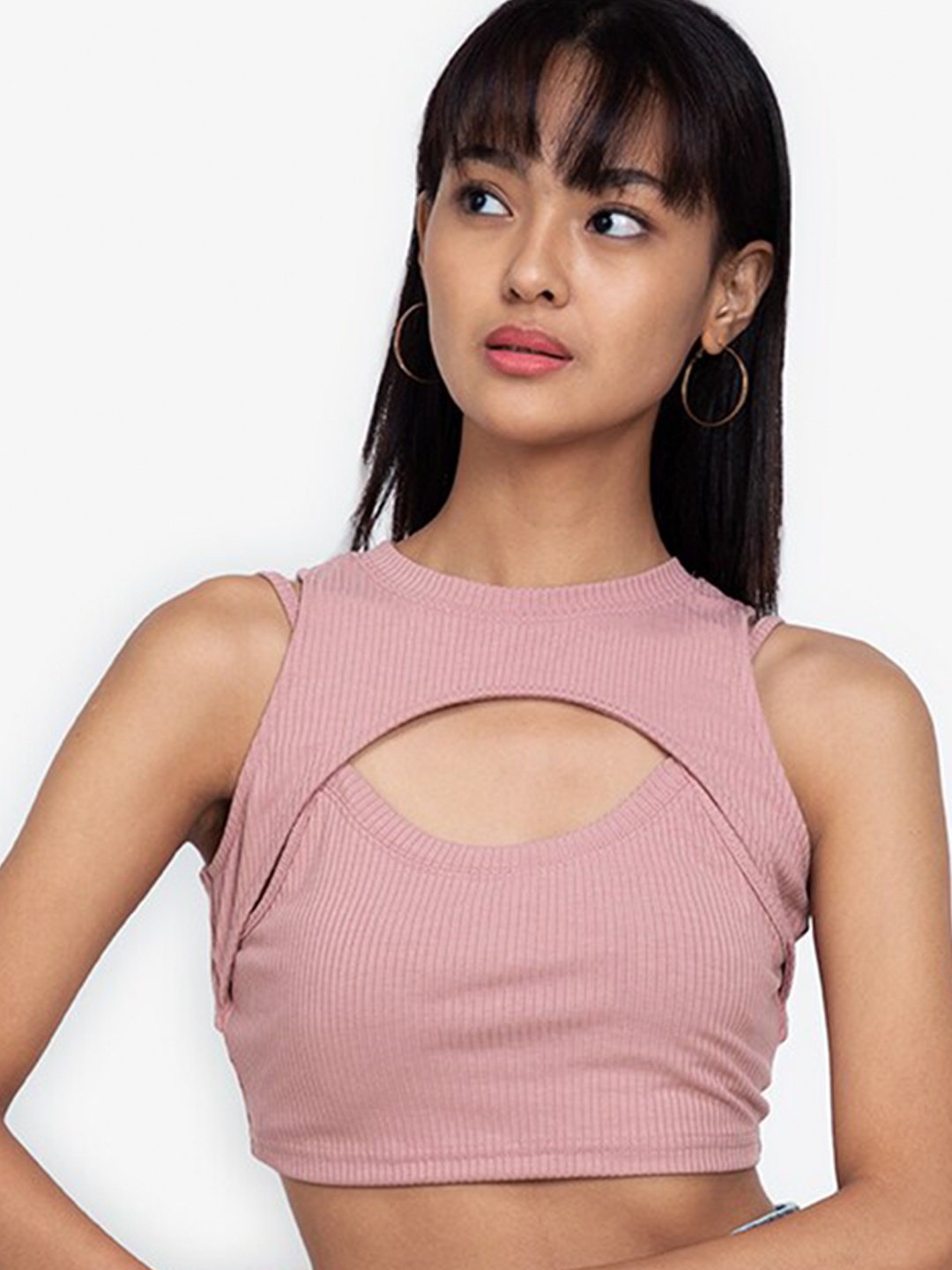 

ZALORA BASICS Pink Styled Back Crop Top
