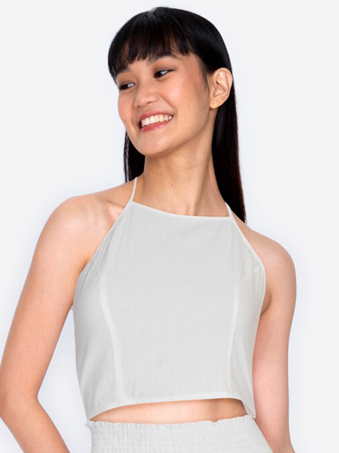 

ZALORA BASICS Women White Halter Neck Crop Top