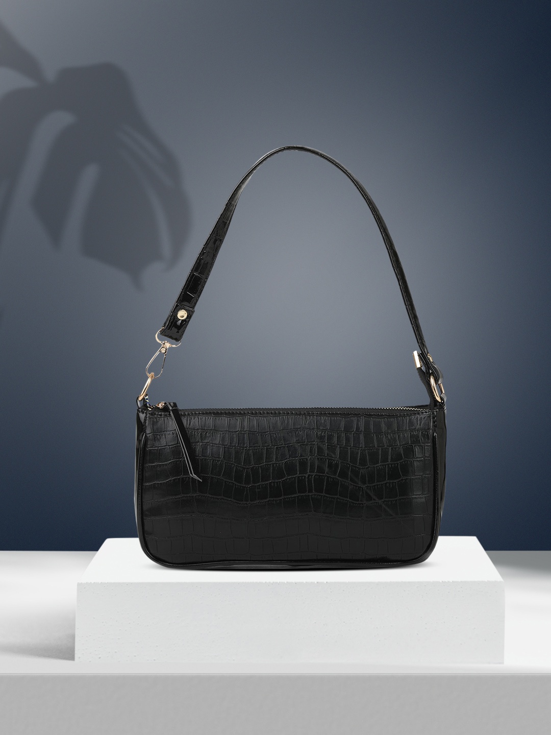 

gaura pakhi Black Textured Structured Sling Bag with Tasselled
