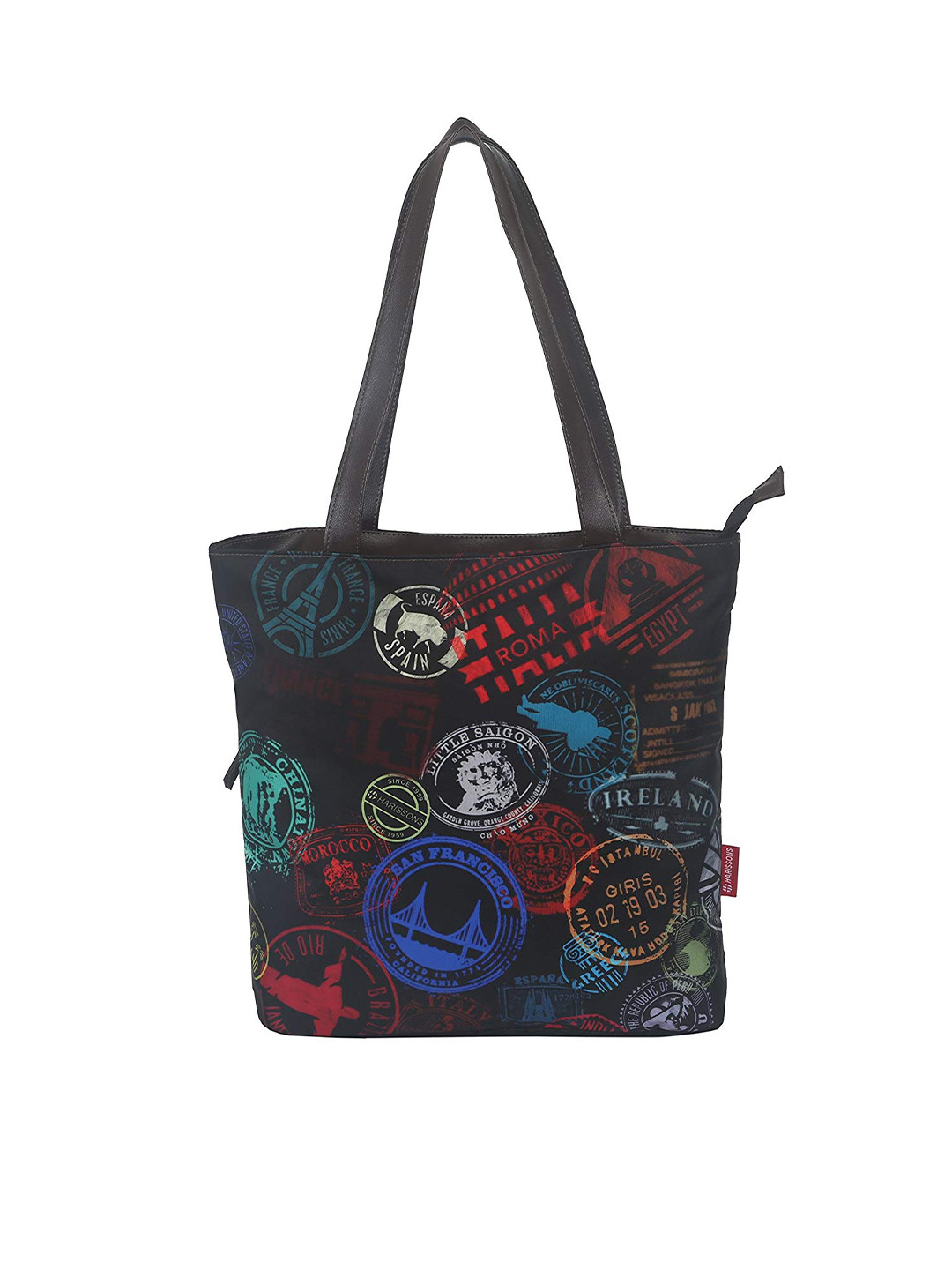 

Harissons Unisex Black & Multicoloured Printed Messenger Bag