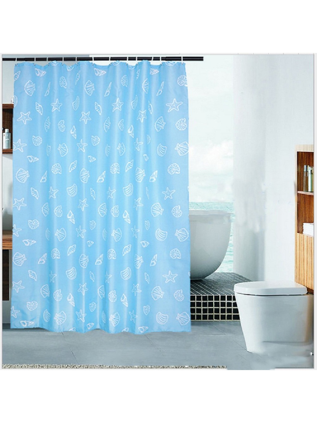 

Lushomes Blue & White Printed Shower Curtain
