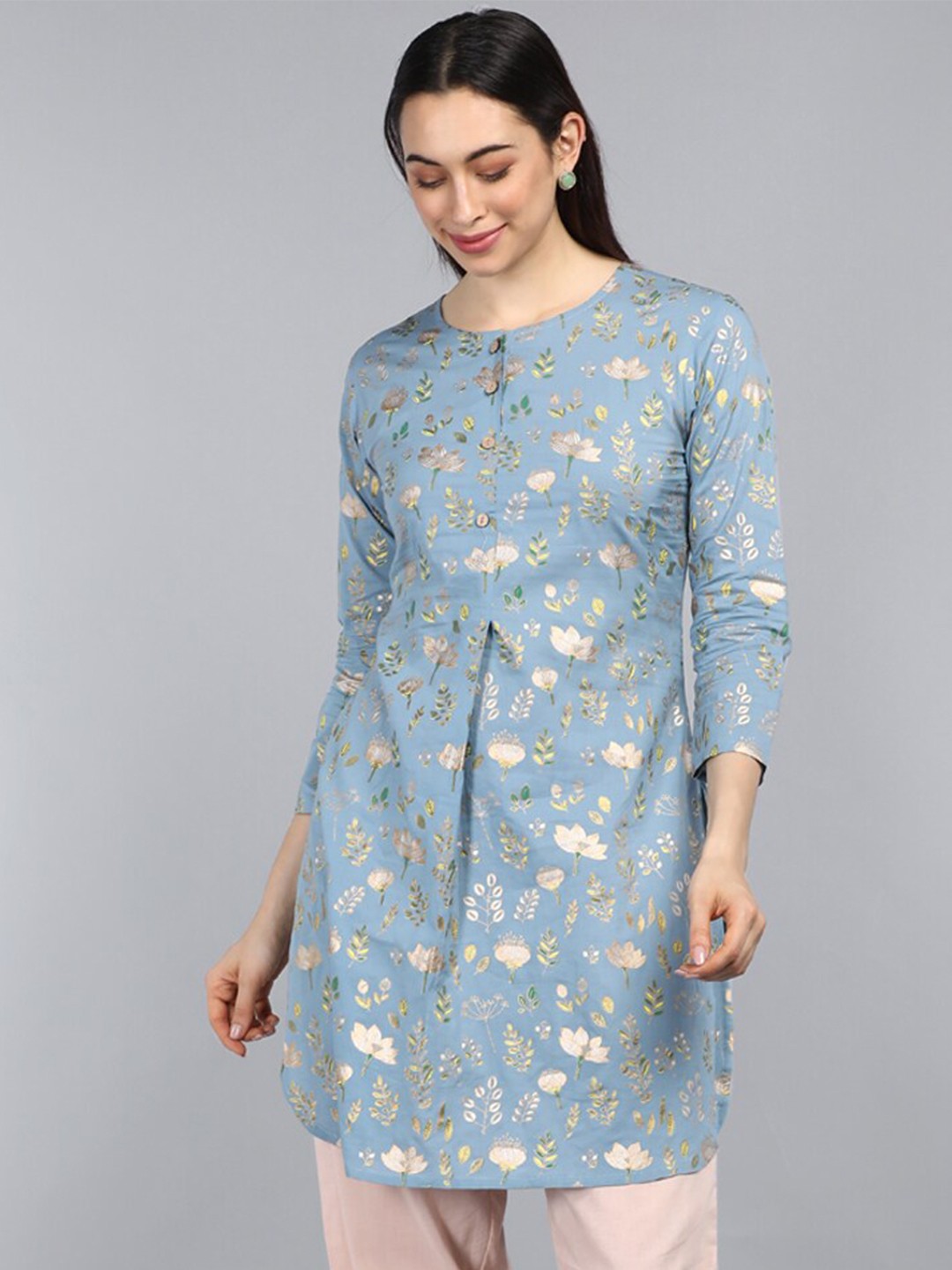 

AHIKA Blue Floral Print Maxi Longline Top