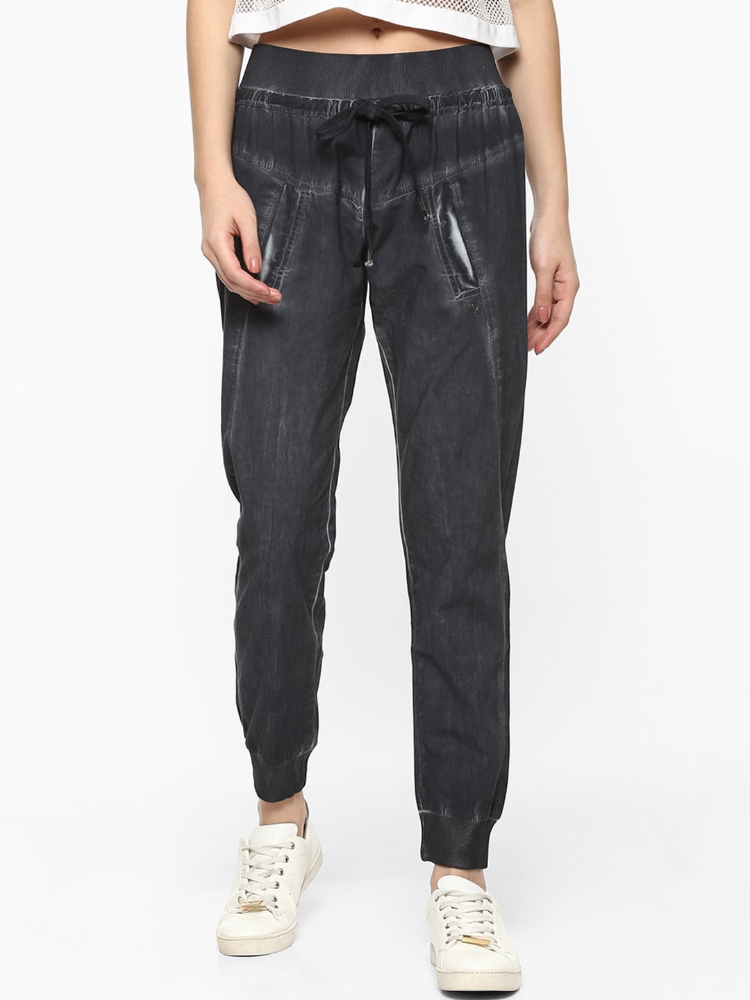 

Porsorte Women Blue Tapered Fit Cotton Joggers Trousers