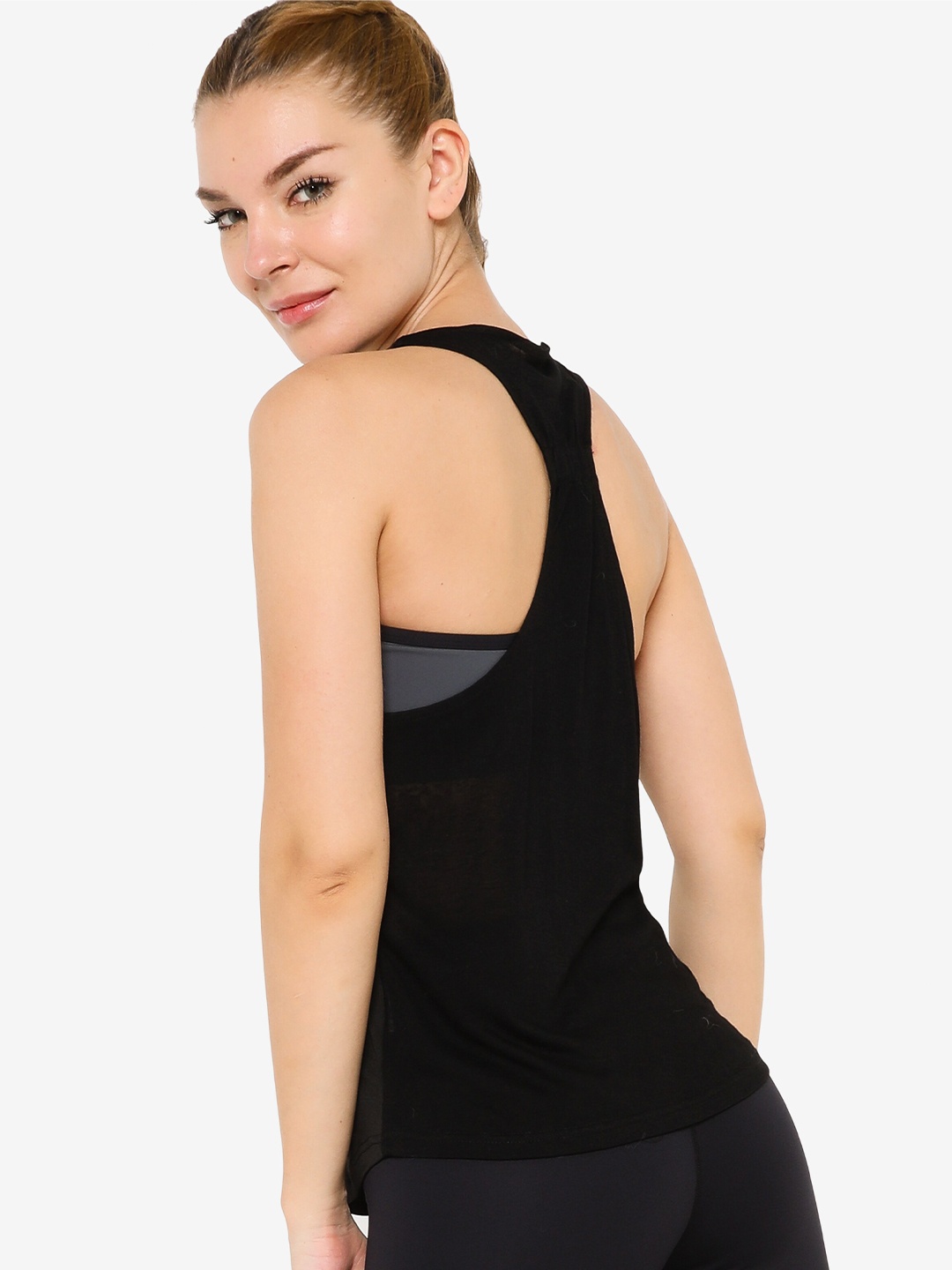 

ZALORA ACTIVE Black Solid Tank Top