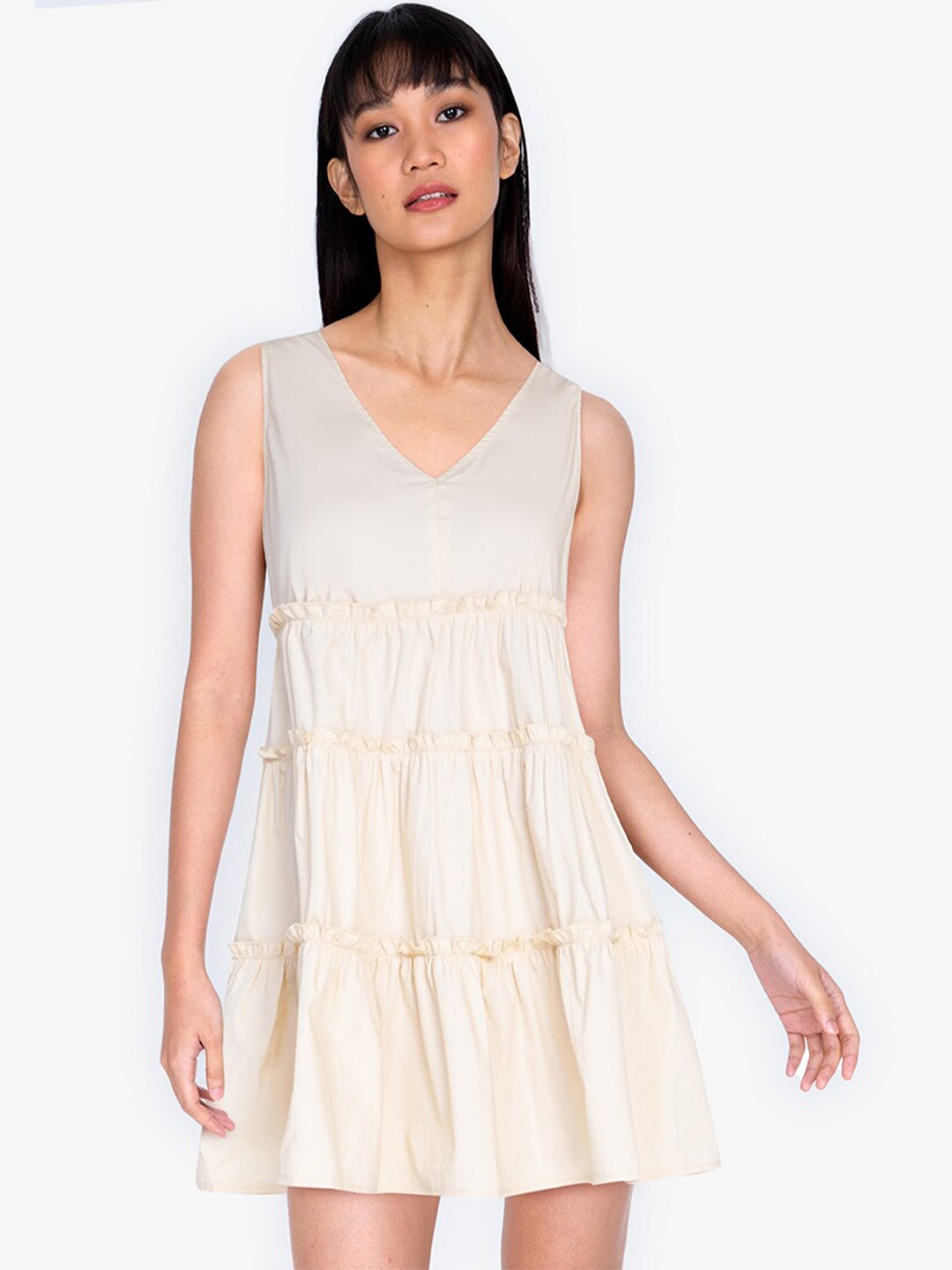 

ZALORA BASICS Beige Empire Mini Dress