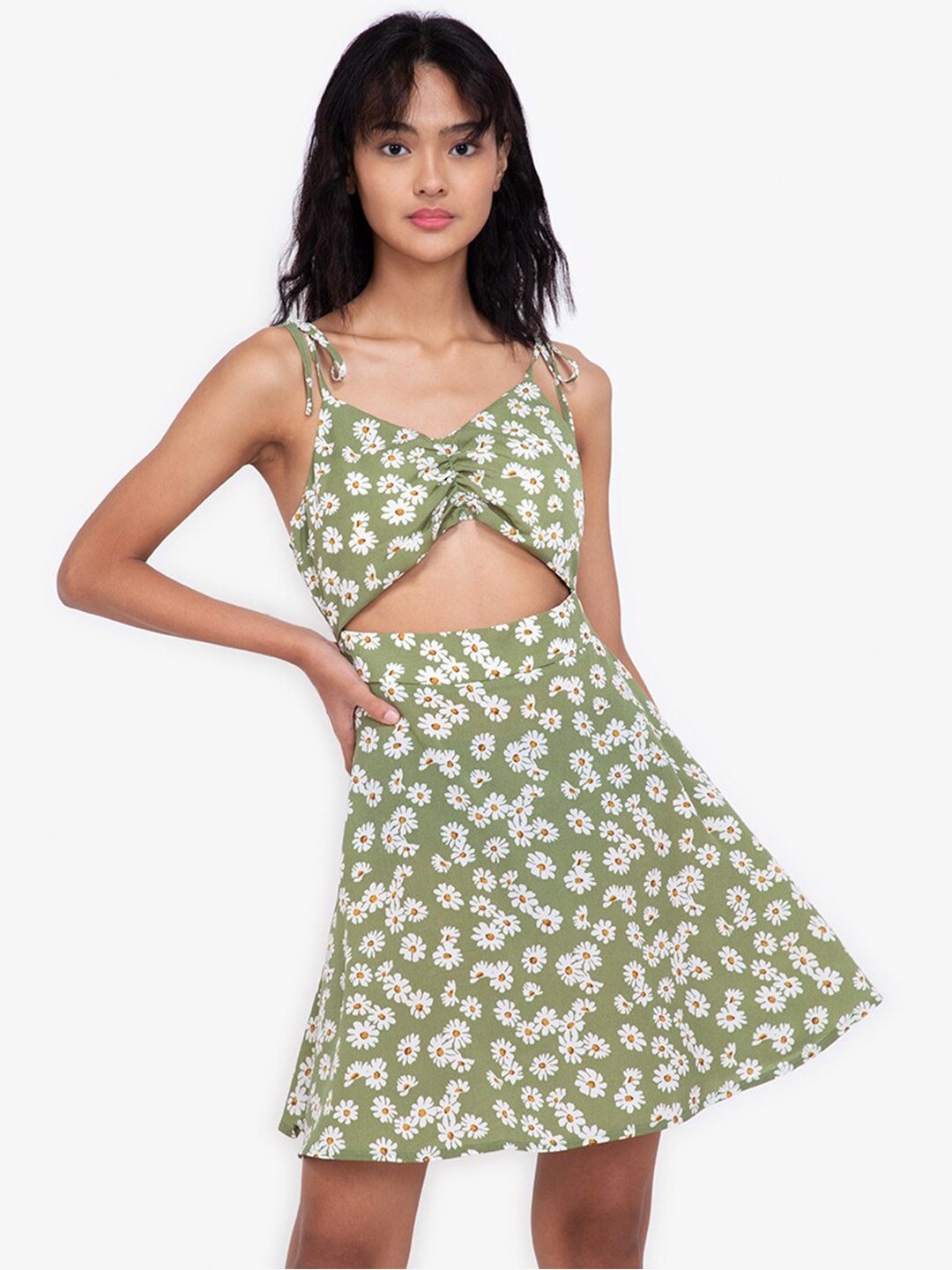 

ZALORA BASICS Green & White Floral Dress