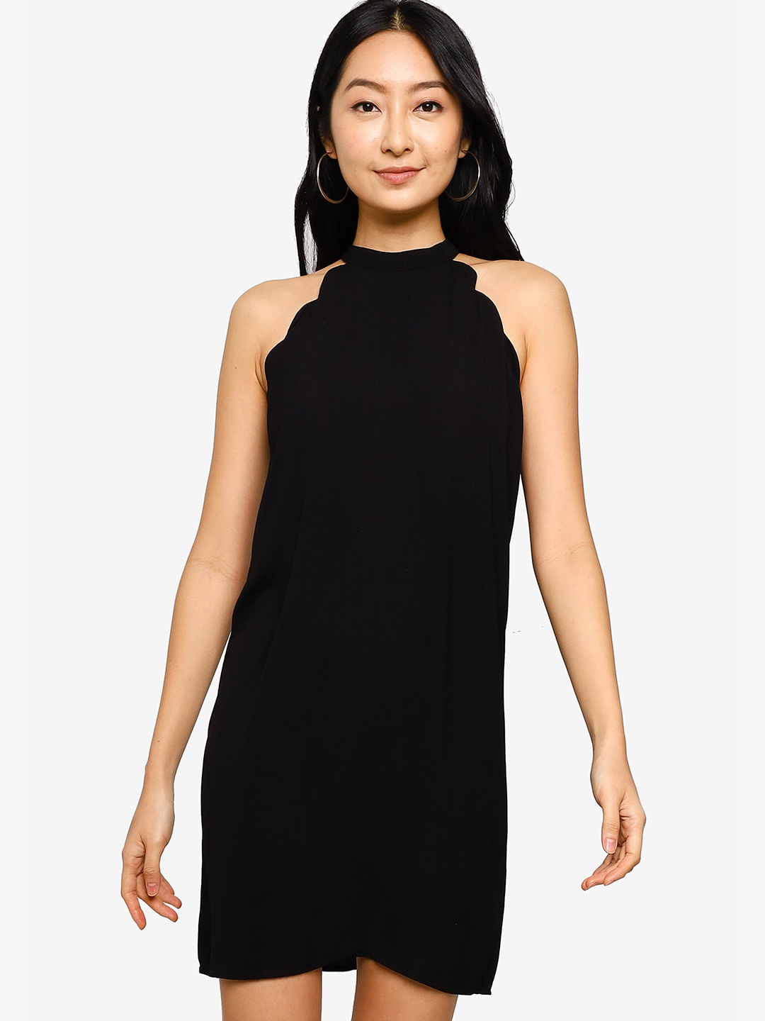 

ZALORA BASICS Women Black Halter Neck A-Line Mini Dress