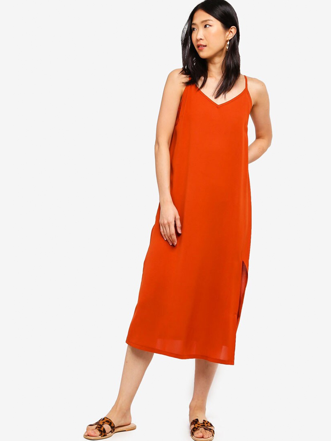 

ZALORA BASICS Women Orange Midi Slip Dress