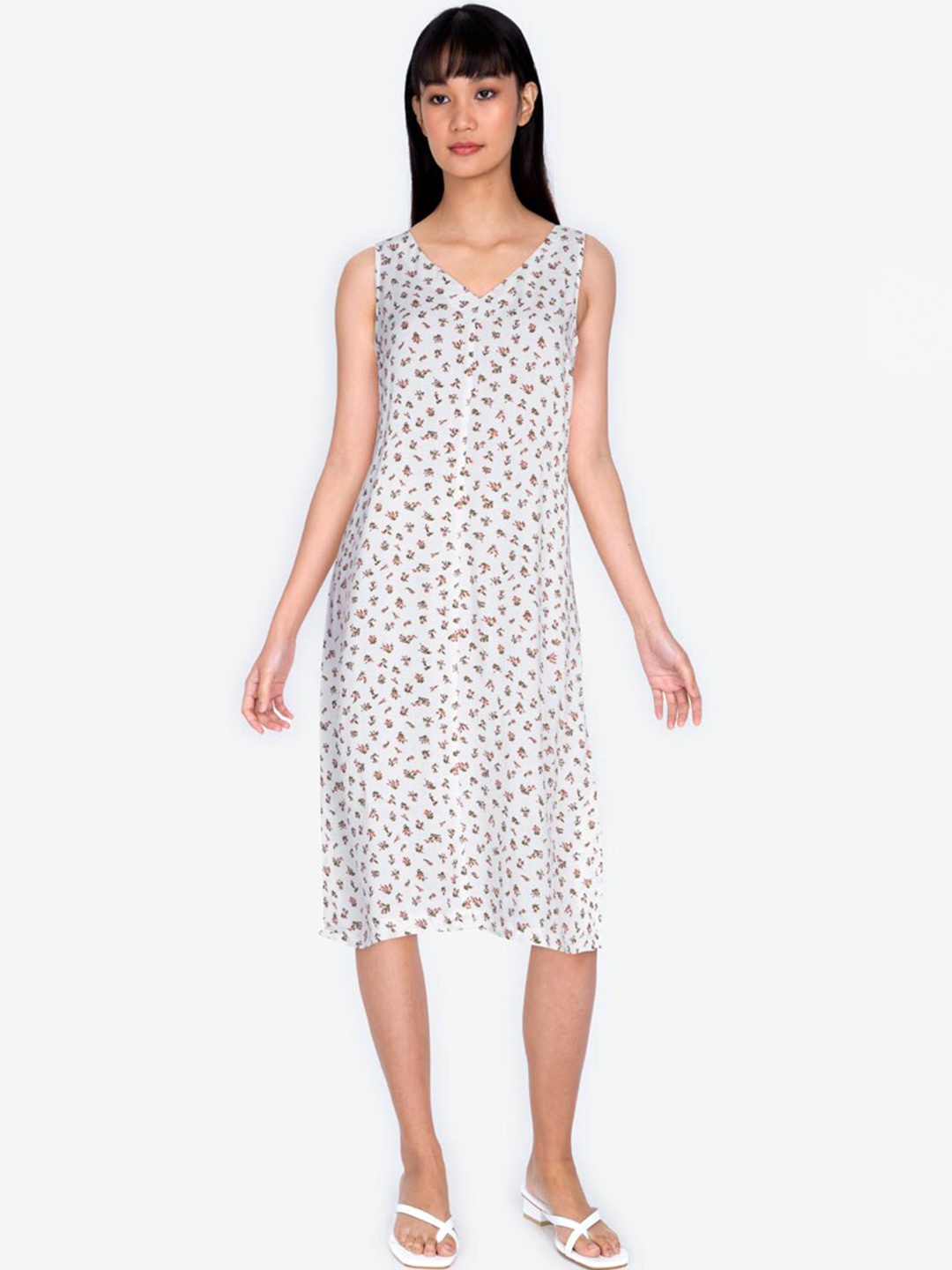 

ZALORA BASICS White Floral A-Line Dress