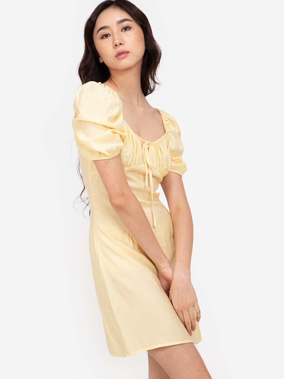 

ZALORA BASICS Women Yellow Sheath Mini Dress