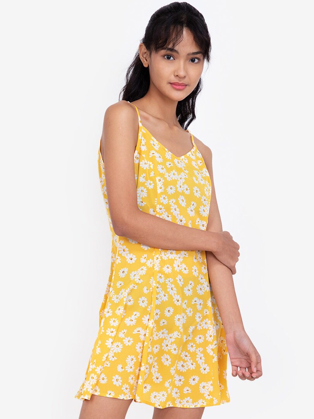 

ZALORA BASICS Yellow & White Floral Mini Dress