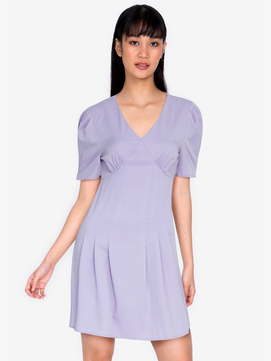 

ZALORA BASICS Women Purple A-Line Mini Dress