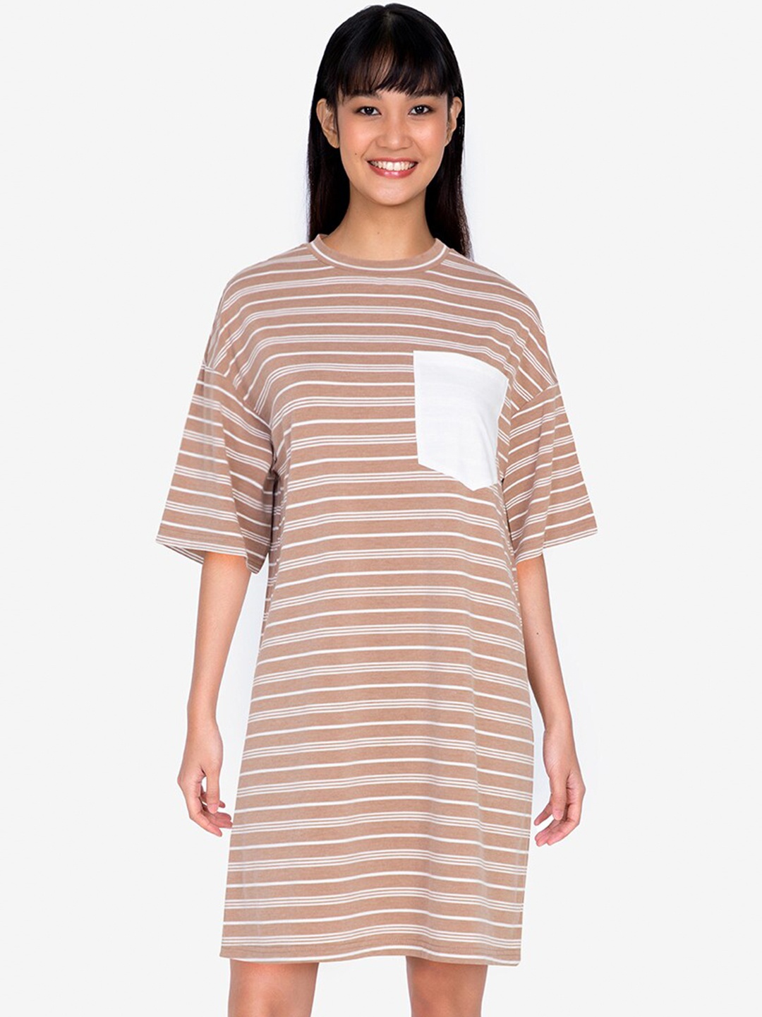 

ZALORA BASICS Multicoloured Striped T-shirt Dress, Multi