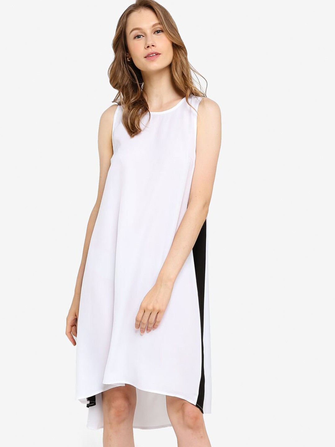 

ZALORA BASICS White & Black Colourblocked A-Line Dress