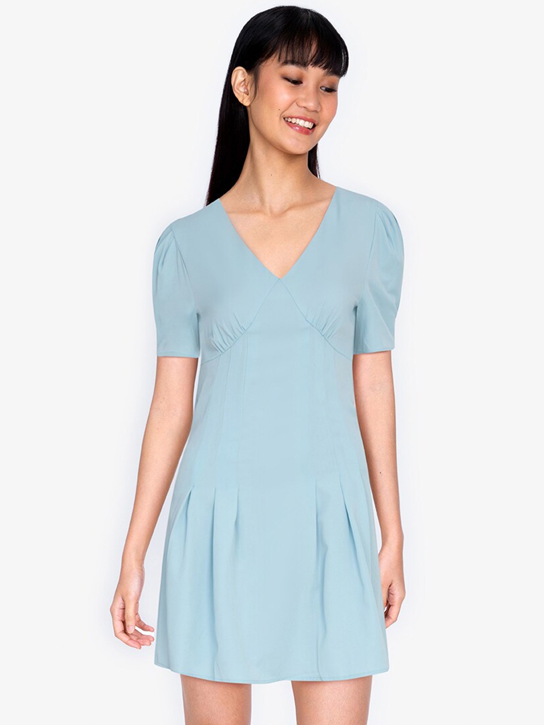 

ZALORA BASICS Blue Empire Mini Dress