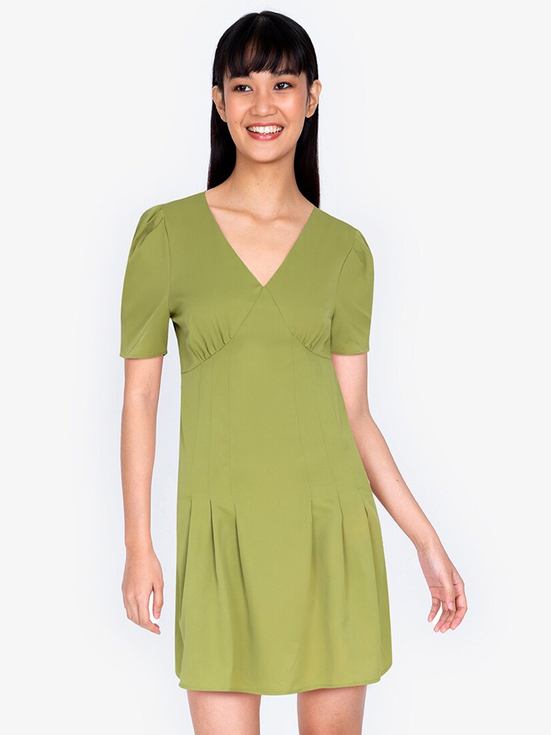 

ZALORA BASICS Green A-Line Mini Dress