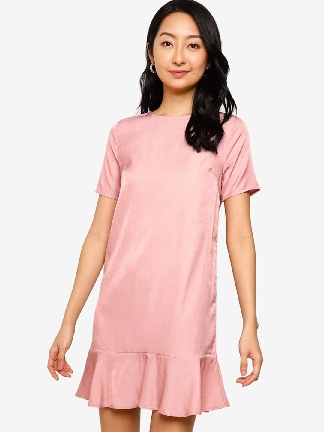 

ZALORA BASICS Women Pink Solid Drop-Waist Dress