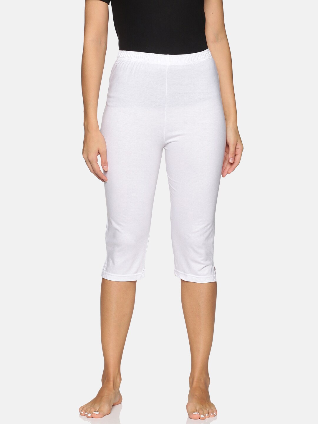 

NOT YET by us Women White Solid Mid-Rise Pure Cotton Capri